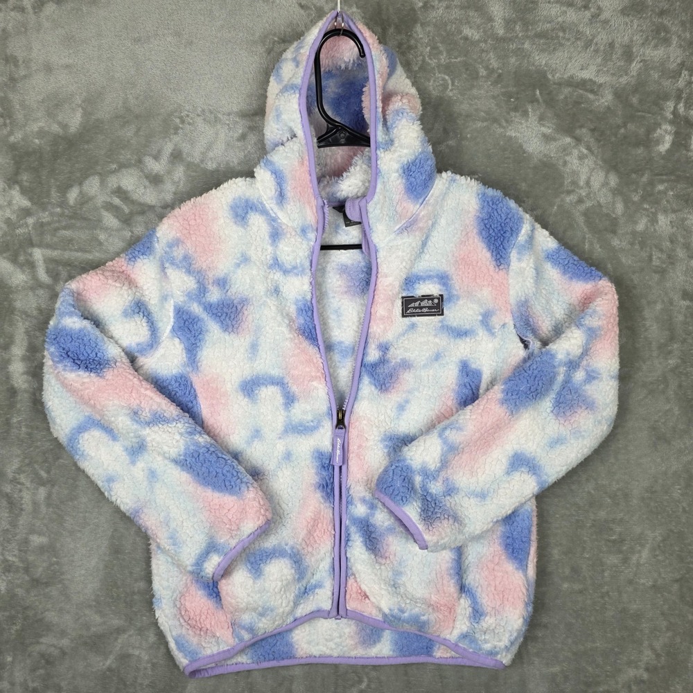 Kids Eddie Bauer‎ Tie Dye Fleece Hoodie Jacket Size S 7/8 Zip Up Pockets